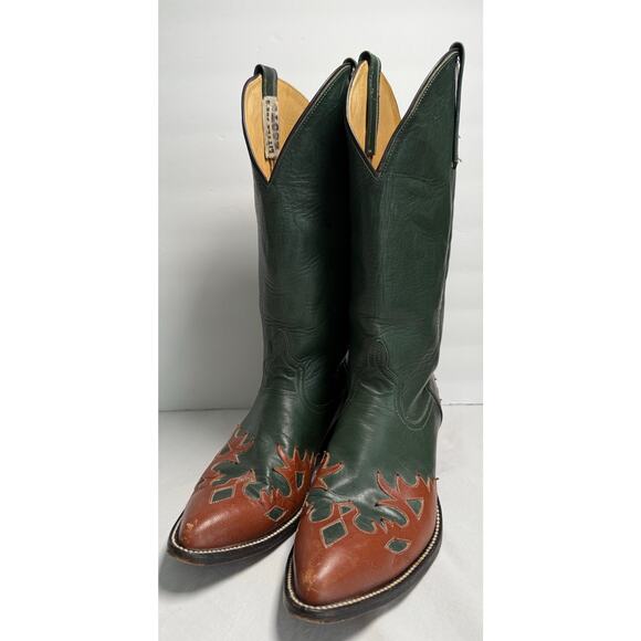 Little Joe's Boots‎ Size 7.5 B Brown Green Womens - Picture 1 of 15